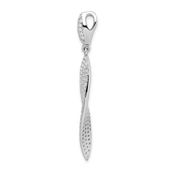 Sterling Silver Rhodium-plated Pave CZ Leaf Pendant — alternate view