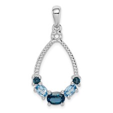 Image of Sterling Silver Rhod-plat London blue and LB topaz Pendant