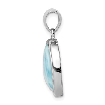Sterling Silver Rhodium-plated Larimar Heart Pendant — alternate view