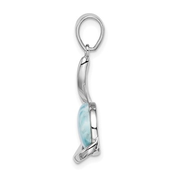 Sterling Silver Rhodium-plated Larimar Swirl Design Pendant — alternate view