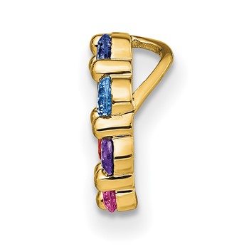 Prizma Sterling Silver Gold-tone 14K Flash Gold-plated Colorful CZ Circle Chain Slide — alternate view