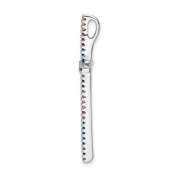 Prizma Sterling Silver Rhodium-plated Colorful CZ Cross Chain Slide — alternate view