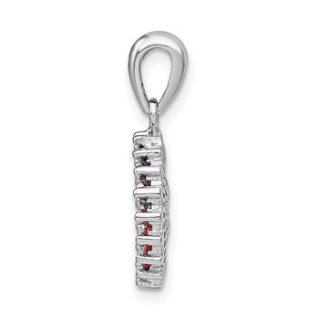 Prizma Sterling Silver Rhodium-plated White and Colorful CZ Post Earring and Pendant Set — alternate view