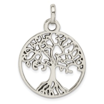 Sterling Silver Polished Tree of Life Pendant