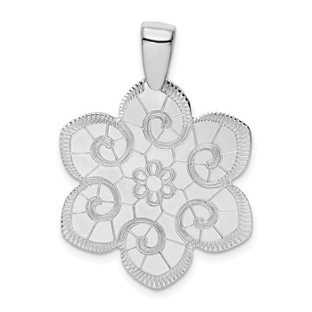 Sterling Silver Rhodium-plated Flower Pendant