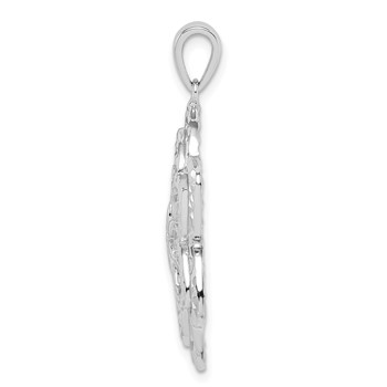 Sterling Silver Rhodium-plated Diamond-cut Snowflake Pendant — alternate view