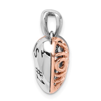 Sterling Silver Rhod-plated & Rose-tone Mom is #1 Vibrant Red CZ Pendant — alternate view