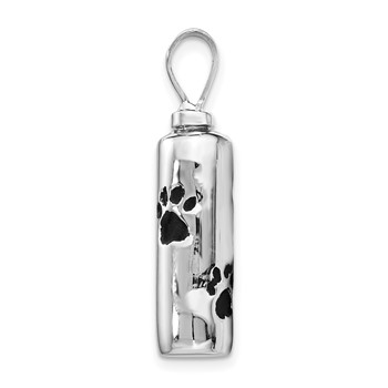Sterling Silver Rhodium-plated Enameled Paw Prints Ash Holder Pendant — alternate view