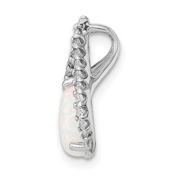 Sterling Silver Rhodium Plated CZ and Lab Created Opal Chain Slide — alternate view