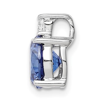 Sterling Silver Rhodium-plated Blue and White CZ Chain Slide — alternate view