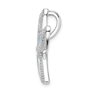 Sterling Silver Rhodium-plated Polished Created Blue Opal Starfish Slide — alternate view