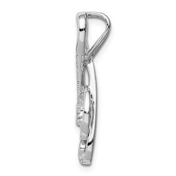 Sterling Silver Rhodium-plated Polished CZ Treble Clef Slide — alternate view