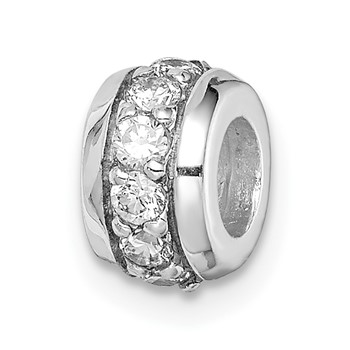 Sterling Silver Rhodium-plated CZ Slide