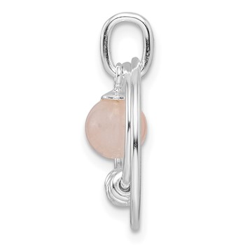 Sterling Silver Polished Pink Quartzite in Circles Pendant — alternate view