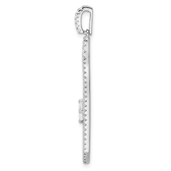 Sterling Silver Rhodium-plated Polished Fancy CZ Pendant — alternate view