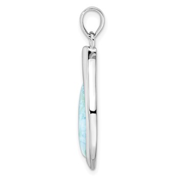 Sterling Silver Rhodium-plated Polished Larimar Pendant — alternate view