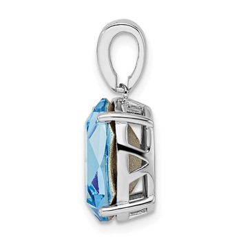 Sterling Silver Rhodium-plated Polished CZ & Blue Crystal Pendant — alternate view