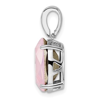 Sterling Silver Rhodium-plated Polished CZ & Pink Crystal Pendant — alternate view