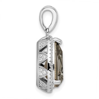 Sterling Silver Rhodium-plated CZ & Black Crystal Pendant — alternate view