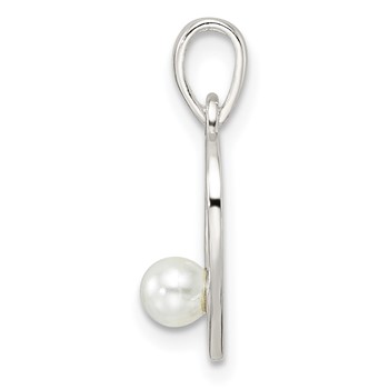 Sterling Silver Polished Imitation Pearl Heart Pendant — alternate view