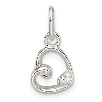 Sterling Silver CZ Heart Pendant