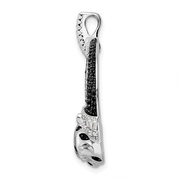 Sterling Silver Rhodium-plated Polished CZ Double Cheetah Head Pendant — alternate view