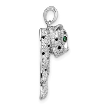 Sterling Silver Blk/White Rhodium-plated Polished CZ Cheetah Pendant — alternate view