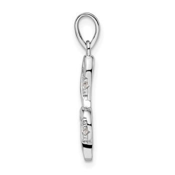 Sterling Silver Rhodium-plated CZ Treble Clef Pendant — alternate view