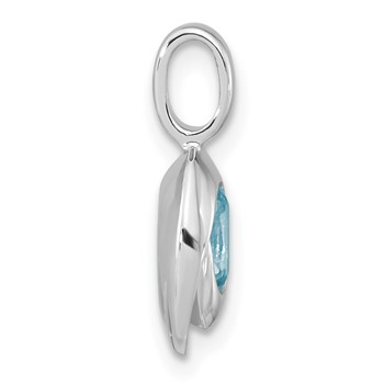 Sterling Silver Rh-plated Sky Blue Topaz Oval Pendant — alternate view