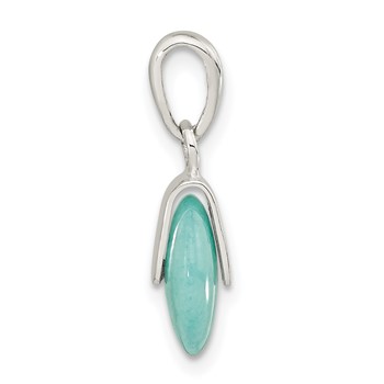 Sterling Silver Polished Circle Imitation Turquoise Pendant — alternate view