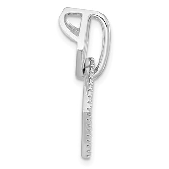 Pure Fire Sterling Silver Rhod-plated CZ Square Chain Slide Pendant — alternate view