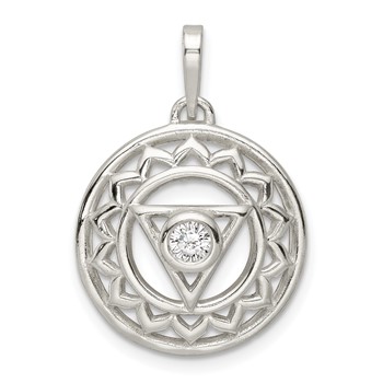 Sterling Silver CZ Throat Chakra Filigree Pendant