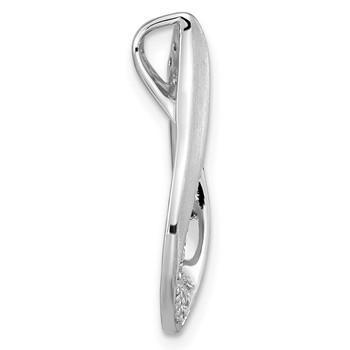 Sterling Silver Rh-plated Satin & Polished CZ Teardrop Chain Slide — alternate view