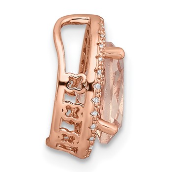 Sterling Silver Rose-tone Polished Pink & White CZ Oval Chain Slide — alternate view