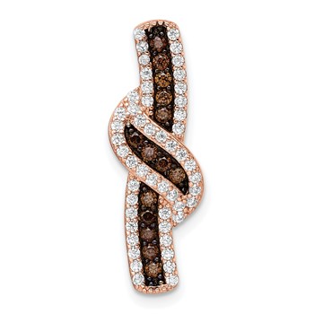 Sterling Silver Rose-tone Black Rhodium-plated CZ Fancy Chain Slide