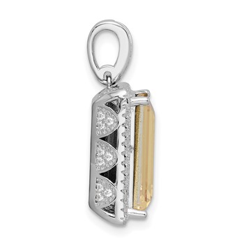 Sterling Silver Rhodium-plated CZ & Yellow Crystal Pendant — alternate view