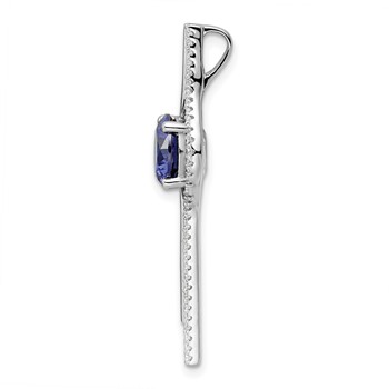 Sterling Silver Rhodium plated Blue & White CZ Slide Pendant — alternate view