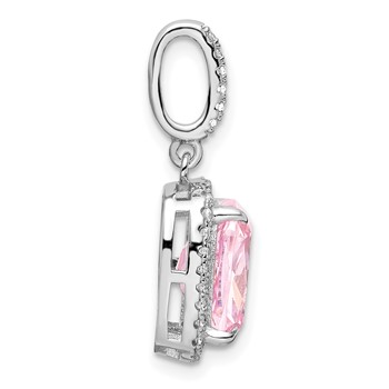 Sterling Silver Rhodium-plated Pink & White CZ Pendant — alternate view