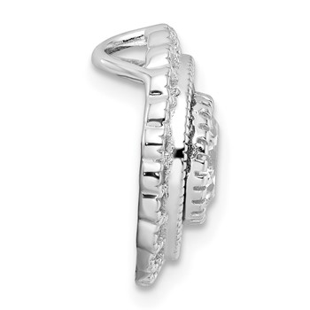 Sterling Silver Rhodium-plated Polished Blue & White CZ Round Chain Slide — alternate view