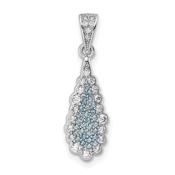 Sterling Silver Rhodium-plated CZ Teardrop Pendant