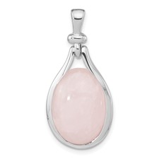 Image of Sterling Silver RH-plated Rose Quartz Oval Pendant