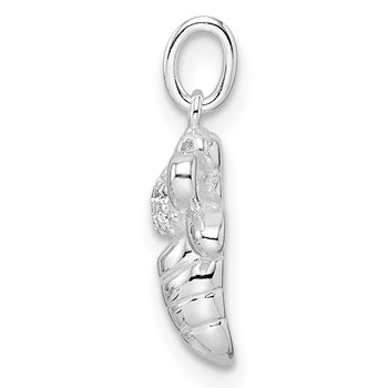 Sterling Silver Rhodium-plated Polished CZ Bumble Bee Pendant — alternate view