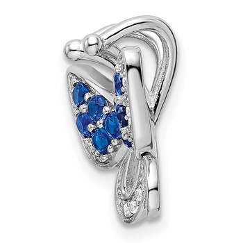 Sterling Silver Rhodium-plated Blue & White CZ Butterfly Slide — alternate view
