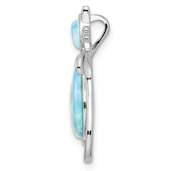 Sterling Silver Rhodium-plated Polished Larimar Cat Chain Slide — alternate view