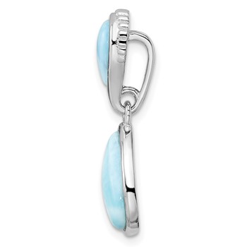 Sterling Silver Rhodium-plated Polished Teardrop Larimar Pendant — alternate view