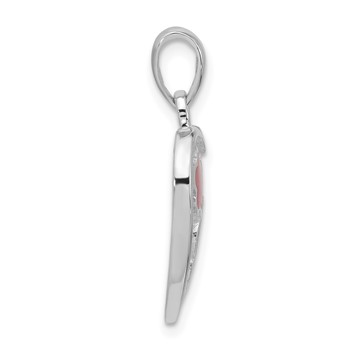 Sterling Silver Polished Multi-color Shell Heart Pendant — alternate view