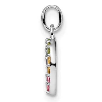 Sterling Silver Rhodium-plated Rainbow Nano Crystal Horseshoe Pendant — alternate view