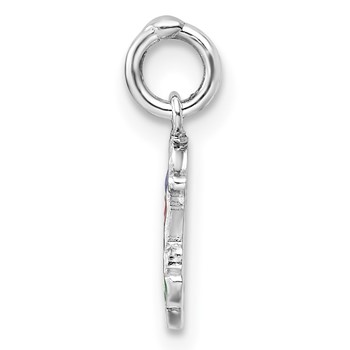 Sterling Silver RH-plated Multi-color Enamel Mermaid Children's Pendant — alternate view