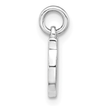 Sterling Silver Rhodium-plated Polished & Brushed Cat Children's Pendant — alternate view