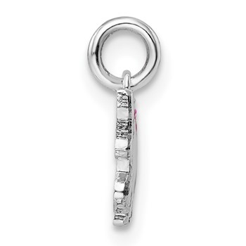 Sterling Silver Rhodium-plated Pink, White & Black Enameled Unicorn Children's Pendant — alternate view